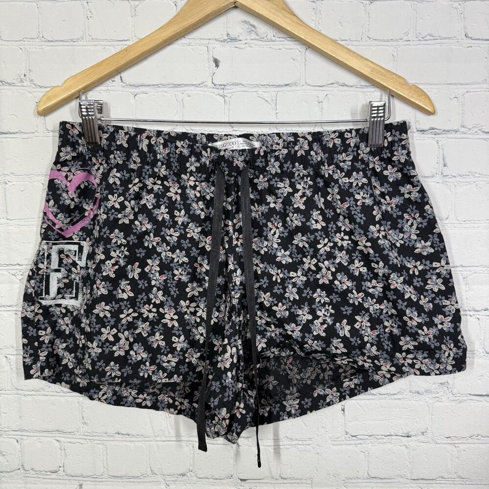 Life is Good Shorts Women Medium Cotton Pajama Floral Love Cottage Fairy